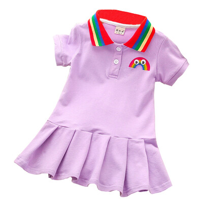 

Baby Girl Lapel Embroidery Tennis Dress Summer Children Clothing Cute Pleated Dress Kids Short-sleeve Shirt Dresses Toddler