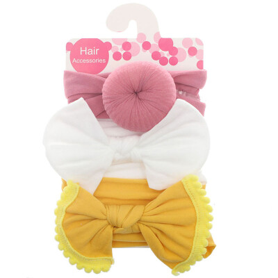 

3 Pcs Baby Girl Bowknot Elastic Headbands Holiday Party Hair Band Headwear Accessories