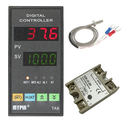 

MYPIN Digital TA6-SNR PID Temperature Controller with Relay DIN 18 SSR-25DA K type Thermocouple Dual Display for FC 7 Output