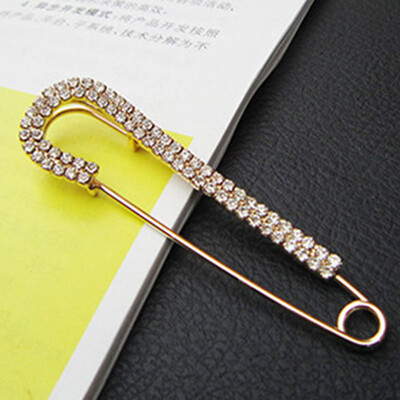 

New Safety Pins Women Crystal Brooches Sliver Gold Catch Scarf or Lapel Jewelry