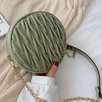 

Tailored Fashion Women Pleated Print Solid Color Chain Zipper Messenger Bag Shoulder Bag