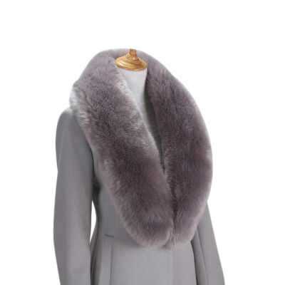 

1 Pcs Women Plus Size Warm Shawl Winter Imitation Fox Fur Collar Slim Solid Color Long Shawl