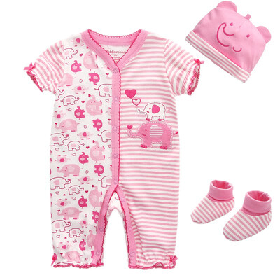 

3PCS Baby RomperHatSocks Clothing Sets Baby Girl Clothes Cotton Baby Boy Clothes Short Sleeve Girls Clothes Newborn Infant
