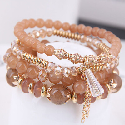 

Retro Handmade Multi-layer Crystal Beads Bracelet for Girls Woman Chic Gift Nice