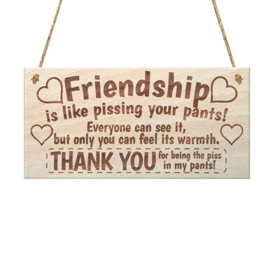 

Gobestart Wooden Hanging Gift Plaque Pendant Family Friendship Love Sign Wine Tags Decor