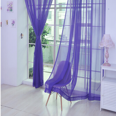 

Toponeto 1 PCS Pure Color Tulle Door Window Curtain Drape Panel Sheer Scarf Valances