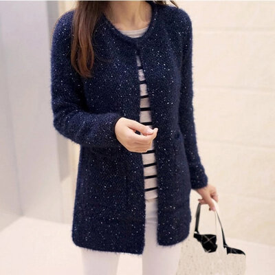 

Knitted Sweater Coat Female Long Section Loose Korean Version Of The Simple Fashion Cardigan Comfortable Breathable Wild New