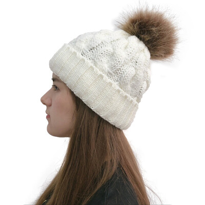 

Tailored Women Casual Solid Stitching Outdoor Plush Ball Hats Crochet Knit Beanie Cap