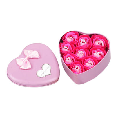 

9pcs Scented Soap Rose Flowers Perfumed Iron Box Valentiners Wedding Party Decoration Gifts Bath Body Soaps Dried Flowers MN