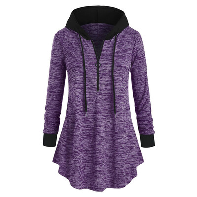

Gobestart Women Casual Plus Size Space dyeing Long Sleeve Hooded Tunic Tops T Shirt Blouse