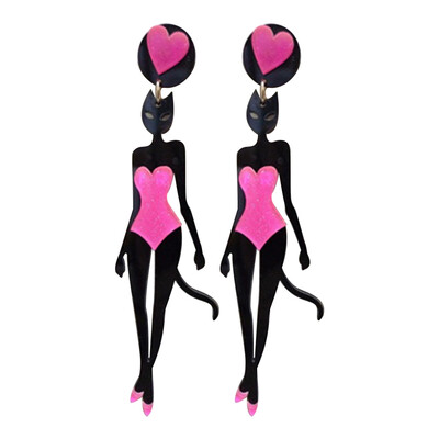 

New 1 pair acrylic European&American style fashion jewelry cat girl drop earring sexy long dangle earring ear accessories