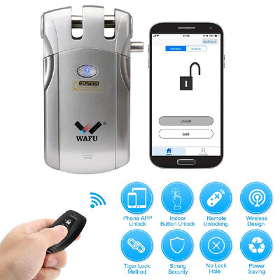 

WAFU WF-018U Wireless Remote Control Lock Security Invisible Keyless Intelligent Lock Zinc Alloy Metal Smart Door Lock iOS Android