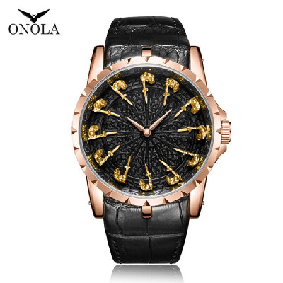 

ONOLA ON3809 Men Quartz Watch Leather Band Fashion Multifunction Wristwatch 3ATM Watches