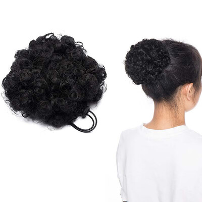 

Afro Bun Extension Puff Ponytail Chignon Hairpiece With Drawstring Afro Kinky Curly Wrap Messy Updo Synthetic For Women