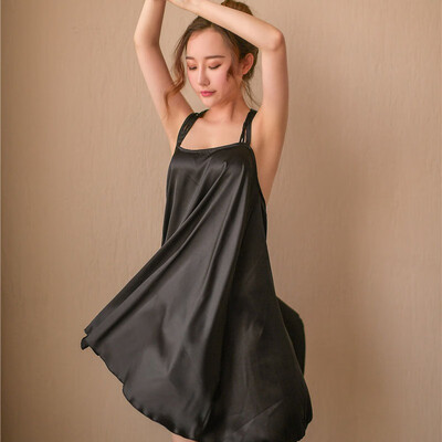 

Women Sexy Underwear Imitated Silk Nightgowns Off Shoulder Plus Size Backless Sleepwear Nightgowns Sexy lingerie Pijama Mujer