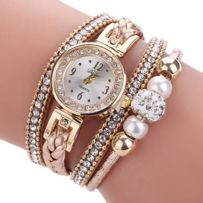 

Multi Layers Watchband Women Girl Round Quartz Watches Bracelet PU Leather Watches Wristwatch