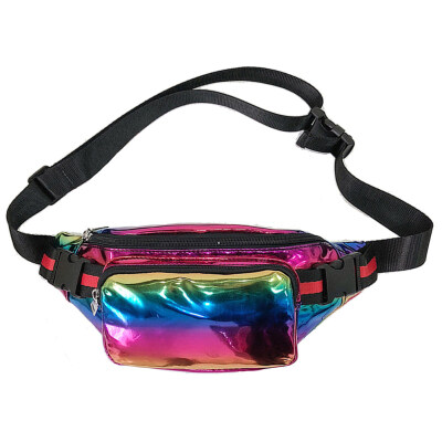 

Women Holographic Laser Buckled Crossbody Chest Waist Bag Zipper Fanny Pack