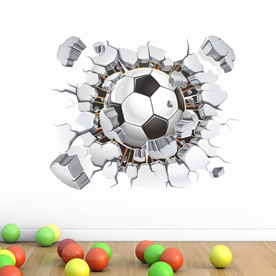 

Creative Soccer Football Cracked 3D View Decorative Wall Stickers For Kids Boys Room Decorations Home PVC Decor Mural Art Decals