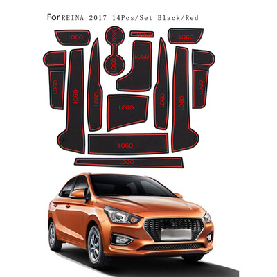 

14pcsset Dustproof Car Gate Slot Mat Decoration Non-slip Door Grrove Pad Replacement For Hyundai Verna 2017