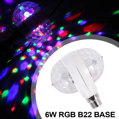 

RGB LED Dual Crystal Ball Rotating Disco DJ Party KTV Stage Light Bulb B22 6W