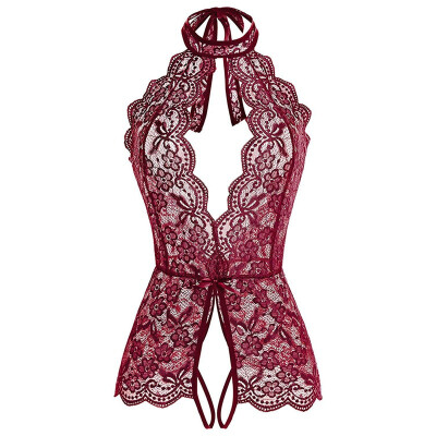 

Exotic Bodysuit Sexy Lace Stitching Mesh Perspective Bodysuit Fun Sexy Pajamas For Women