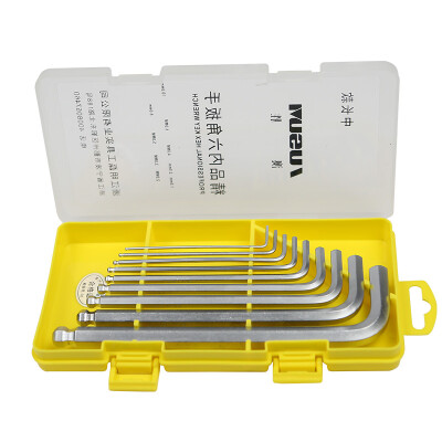 

AUSUM long ball head metric hex wrench hexagonal L-shaped hexagonal screwdriver 9 piece set AS-2051