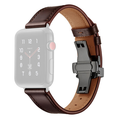 

〖Follure〗Butterfly buckle Leather Wrist Watch Strap Band For IWatch Apple Watch 4 44mm BW