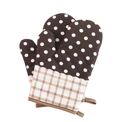 

Heat-Proof Microwave Oven Barbecue Pot Gloves Mitts Lattice Kitchen Gloves