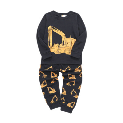 

1-6Y Baby Boys Girls Clothes Cartoon Excavator Print Kids Outfits Set Long Sleeve Blouse TopsPants Sleepwear Pajamas 2PCS