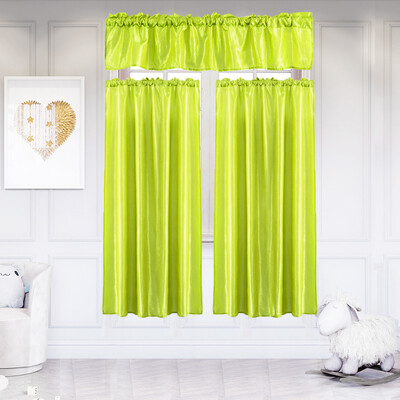 

Toponeto 3Pcs Pure Color Kitchen Home Curtain With Swag Tier Window Curtain Set