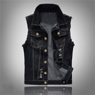 

Toponeto Mens New Fashion Denim Vest Casual Cowboy Jacket In Shoulder Blouse