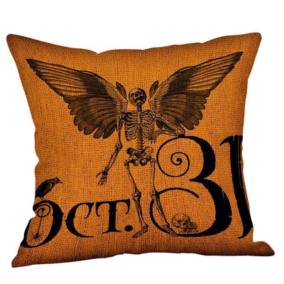 

Toponeto Happy Halloween Pillow Cases Linen Sofa Cushion Cover Home Decor