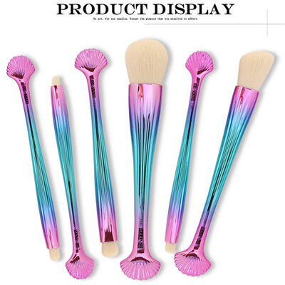 

6Pcs Comestic Shell Makeup Brushes Set Power Foundation Contour Eye Shadow Blending Blush Make Up Brushes Pincels