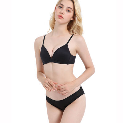 

Women Bra Briefs Set Ladies Comfortable Smooth No Trace Deep V No Steel Ring Bra Panties Two-piece