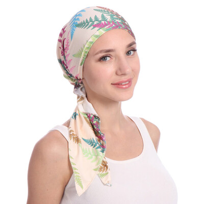 

Women Print Turban Hijab Cap Stretchy Chemo Hats For Hair Loss Head Scarf