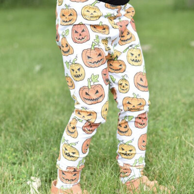 

Hallowen Spring Autumn Winter Casual Fashion Girls Funny Pumpkin Shantou Printing Trousers Kids Long Pants Childrens Leggings