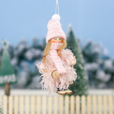 

Gobestart Christmas Tree Decoration Pendant Wool Feathers Ski Doll Pendant Hanging Party
