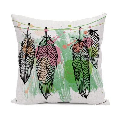 

Pillow Case Feather Flower Painting Linen Throw Pillowcases Simple Modern Cushion Office Back Cushion Core-less