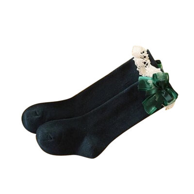 

Toddler Girls Kids Knee High Length Socks with Organza Bow 6 Colours 1-5 years