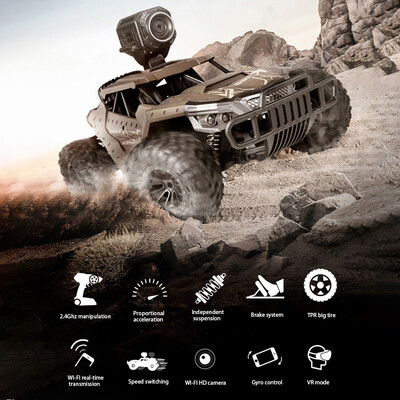 

Siaonvr High-speed Remote Control 4 Wheel Drive Car Off-road HD Camera Truck Child Toys