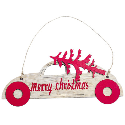 

Tailored Car shape Pattern Wooden Sleds Boots Christmas Xmas Tree Hanging Pendant Beige