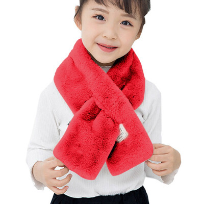 

Children Scarf Boys Girls Winter Thicken Plush Faux Rabbit Fur Scarf Solid Color Neck Warmer