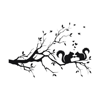 

JPGIF Squirrel On Long Tree Branch Wall Sticker Animals Cats Art Decal Kids Room Decor