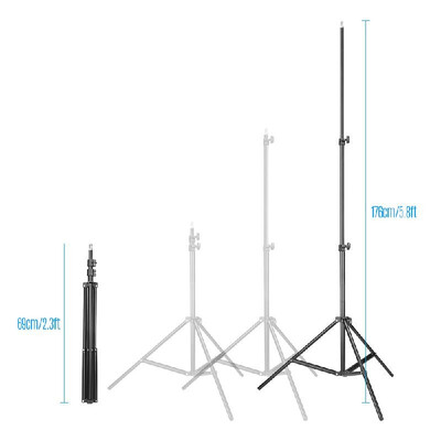 

Adjustable Photography Tripod Light Stand Steel Material Max Height 176cm 58ft with 14 Inch Screw for Studio Reflector Softbo