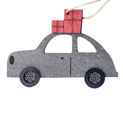 

JPGIF Christmas Decorations Wooden Painted Car Decoration Pendant