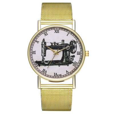 

Wrist Watch Stainless steel mesh quartz Sewing machine pattern watch fashion Student Watch for man women