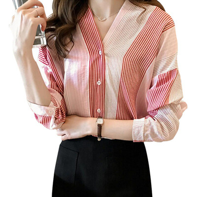 

Women Striped Long Sleeve Button Blouse Shirt Female Loose Blusas Femme Autumn Fall Casual Ladies Office Blouses Top Female