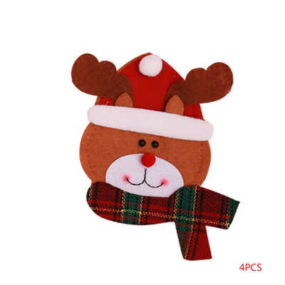 

Fork Cutting Utensil Christmas Xmas Reindeer Spoon Case Sleeve Protector Clothes Bag Tableware Decoration