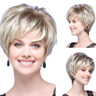 

Tailored Women Natural Short Wavy White Gradient Wig Rose Net Synthetic Curly Wigs