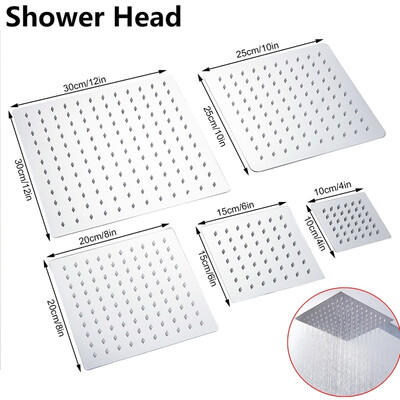 

1210864 Inch Square Stainless Steel Rain Shower Head Rainfall Bathroom Top Faucet Square Shower Head Faucet Accessory